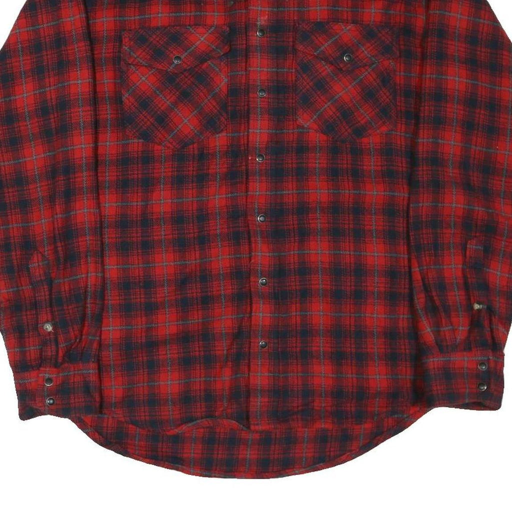 NOBLE Mens Red & Navy Check Shirt M Cotton Blend Long Sleeve Casual Flannel