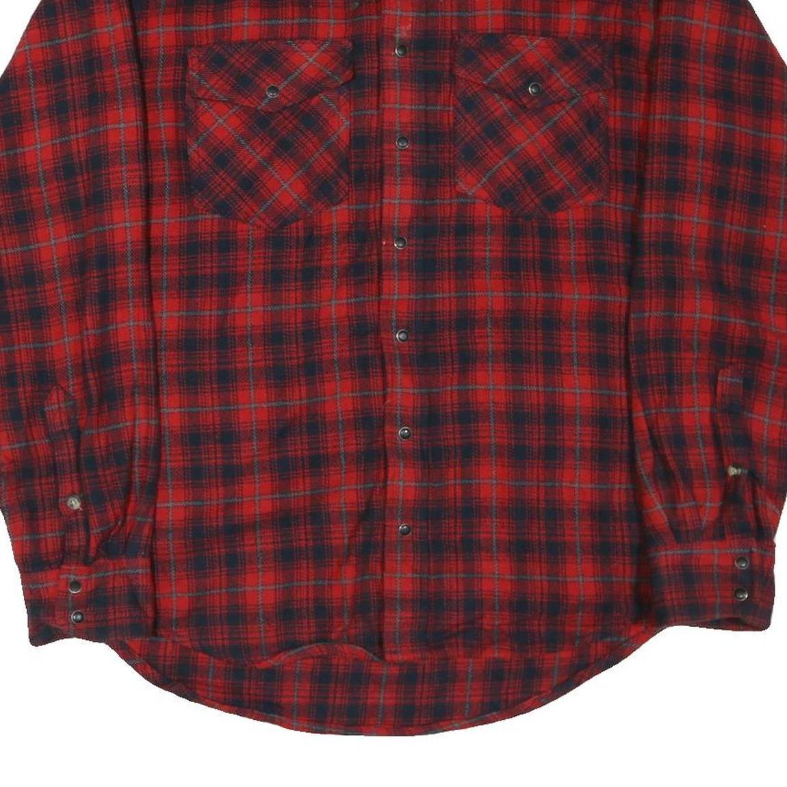 NOBLE Mens Red & Navy Check Shirt M Cotton Blend Long Sleeve Casual Flannel