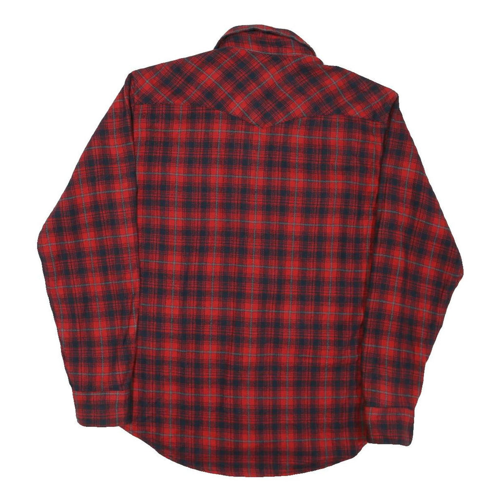 NOBLE Mens Red & Navy Check Shirt M Cotton Blend Long Sleeve Casual Flannel