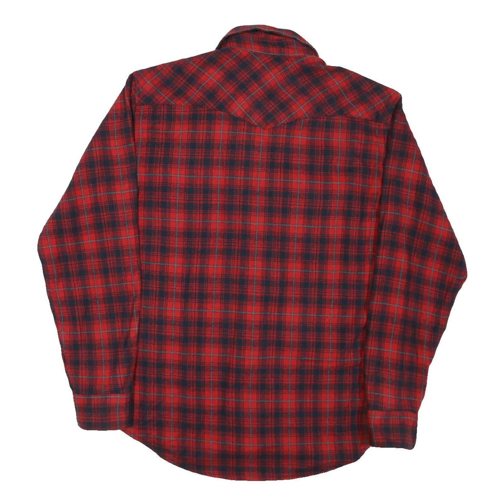 NOBLE Mens Red & Navy Check Shirt M Cotton Blend Long Sleeve Casual Flannel