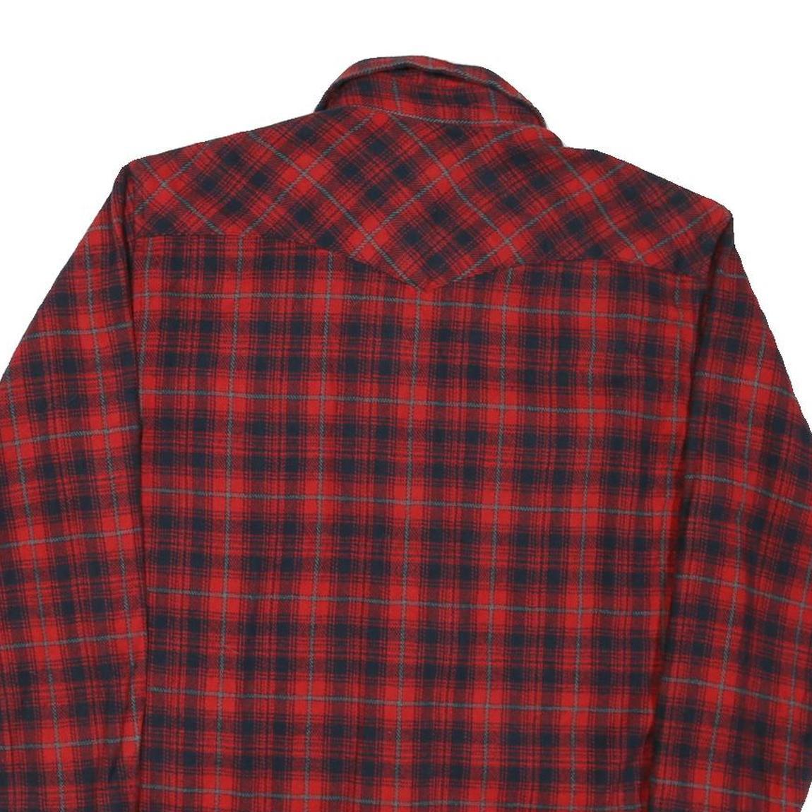NOBLE Mens Red & Navy Check Shirt M Cotton Blend Long Sleeve Casual Flannel