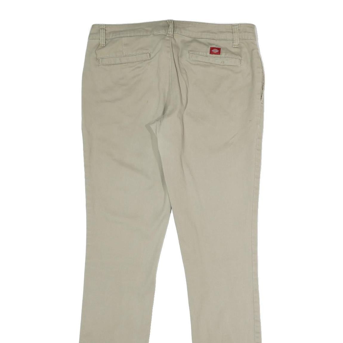DICKIES Womens Cotton Blend Beige Regular Fit Straight Trousers W32 L32 Workwear