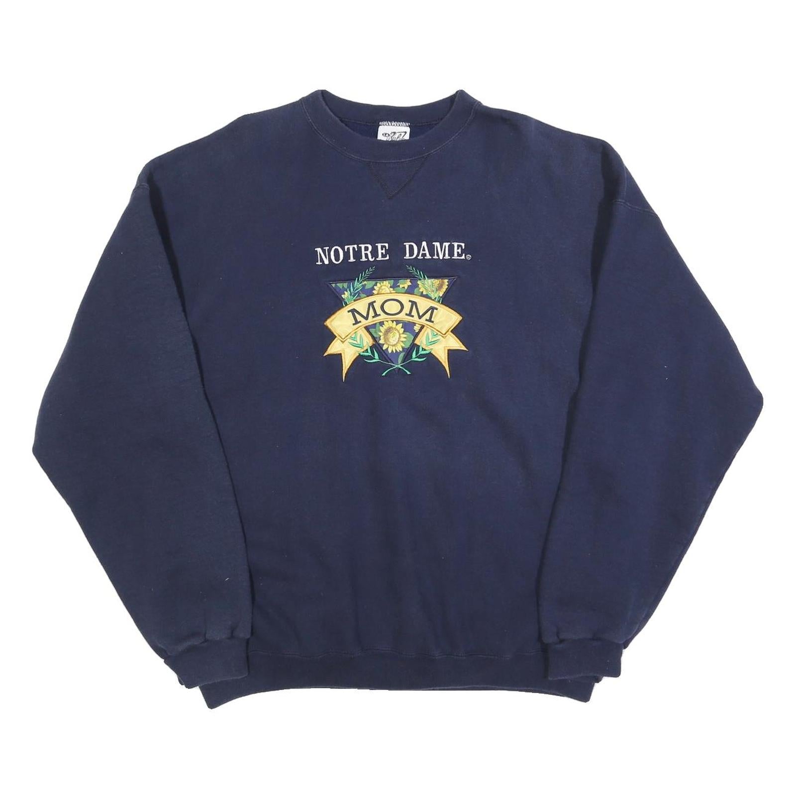 LA RED FORD Womens Navy Blue Notre Dame Mom Crew Neck 2XL Cotton Blend