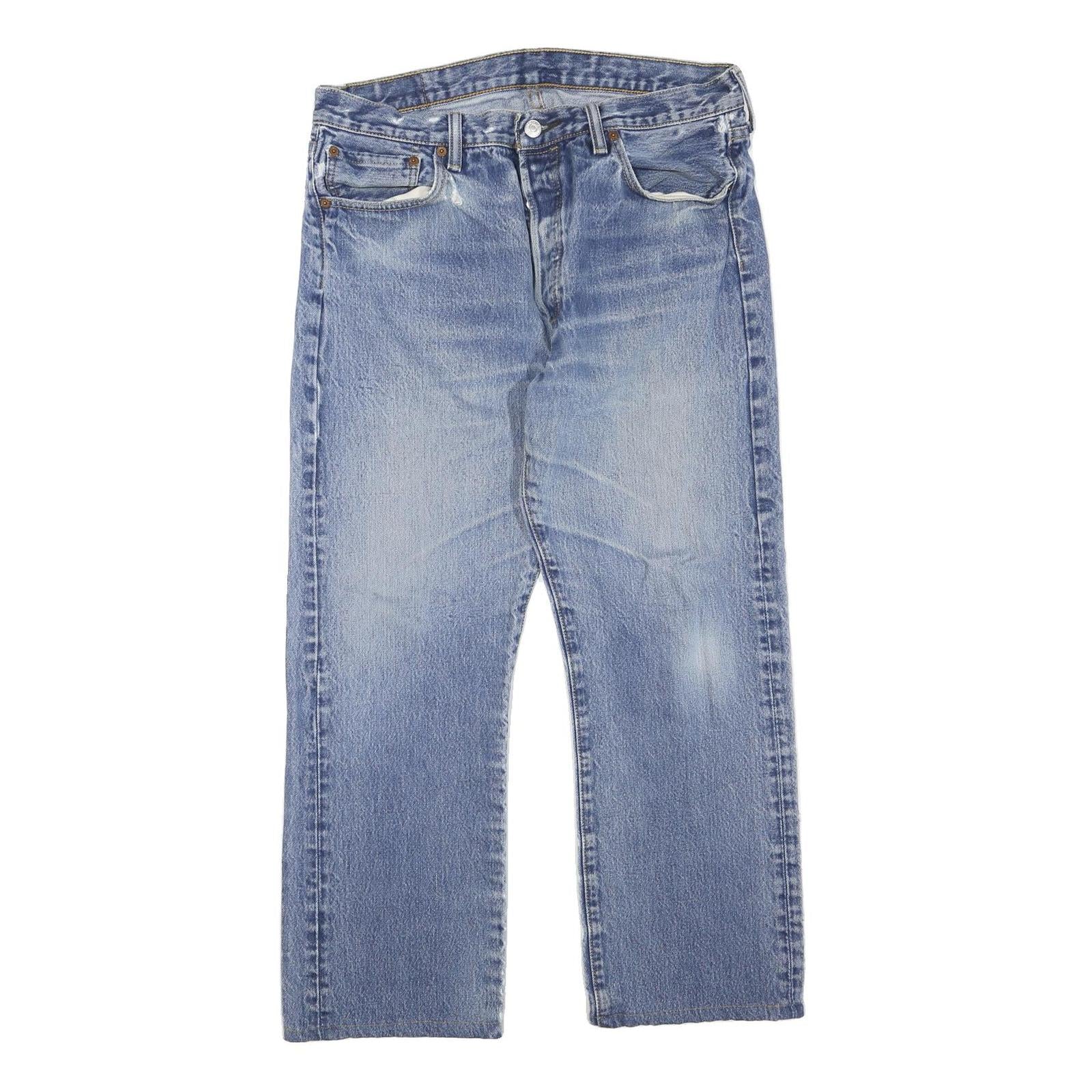 LEVI'S 501 Mens Jeans Blue Regular Straight Denim Light W36 L26 Classic Fit