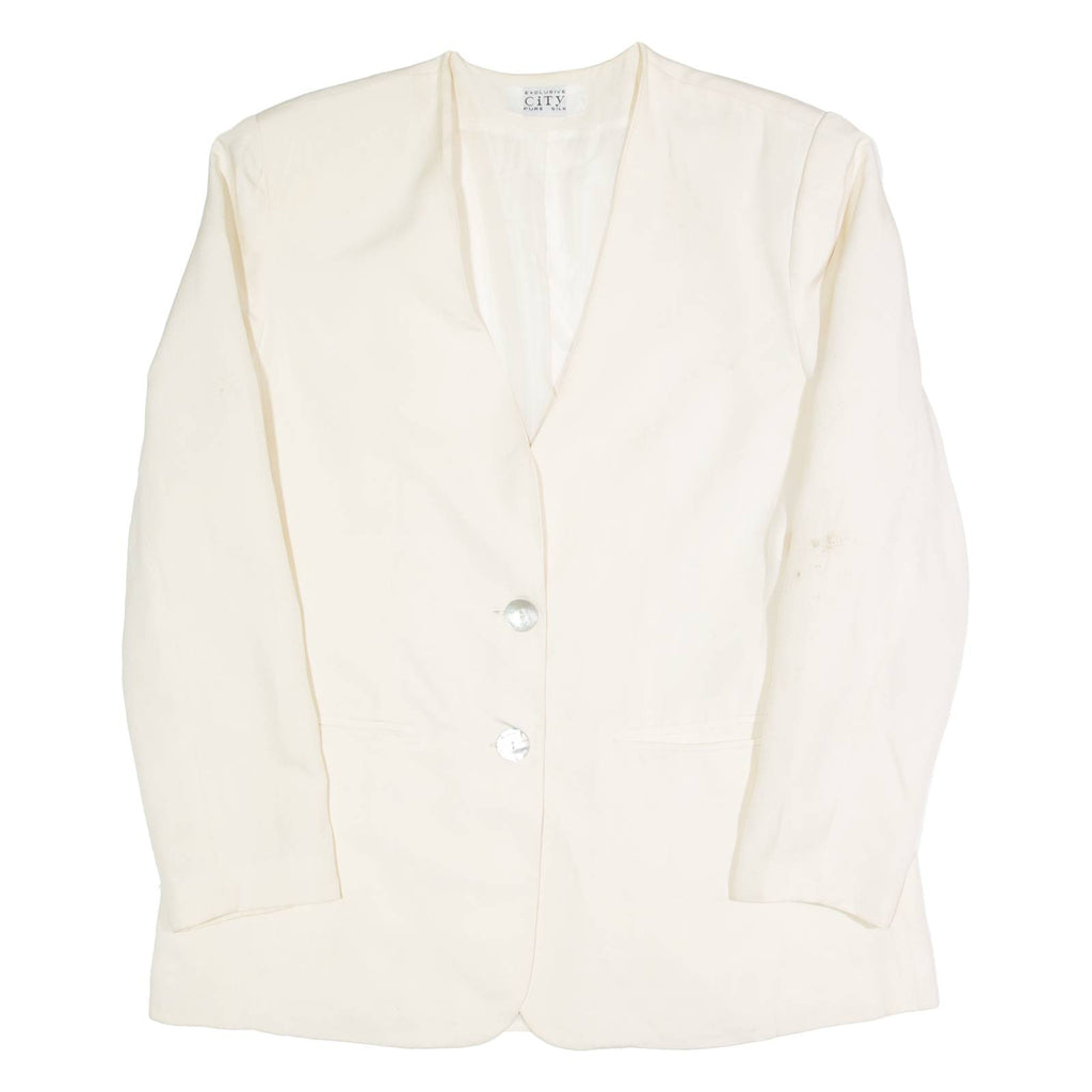EXCLUSIVE CITY Womens Blazer Jacket Beige Silk M