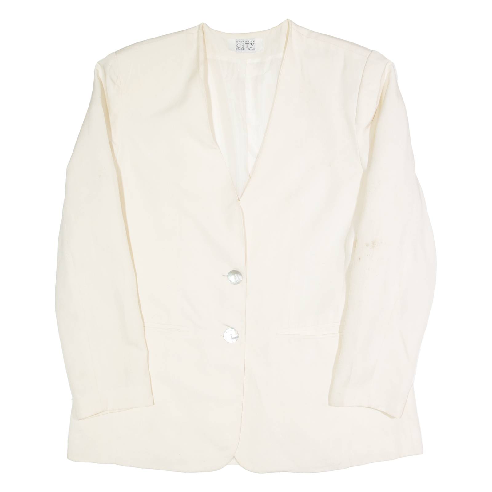 EXCLUSIVE CITY Womens Blazer Jacket Beige Silk M