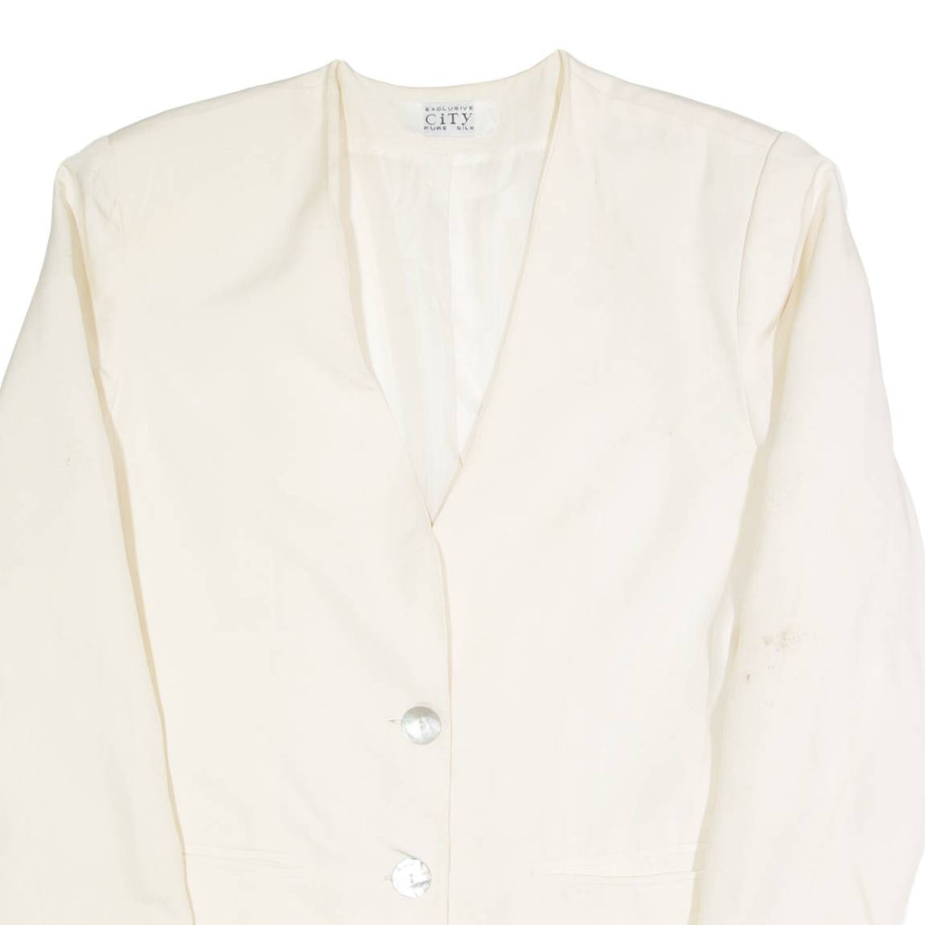 EXCLUSIVE CITY Womens Blazer Jacket Beige Silk M