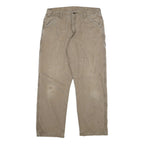 DICKIES Mens Regular Fit Beige Work Trousers W34 L30 Cotton Blend Zip