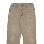 DICKIES Mens Regular Fit Beige Work Trousers W34 L30 Cotton Blend Zip
