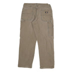DICKIES Mens Regular Fit Beige Work Trousers W34 L30 Cotton Blend Zip
