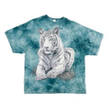 DELTA Mens Blue Tie Dye Tiger Graphic T-Shirt L Short Sleeve Crew Neck Cotton