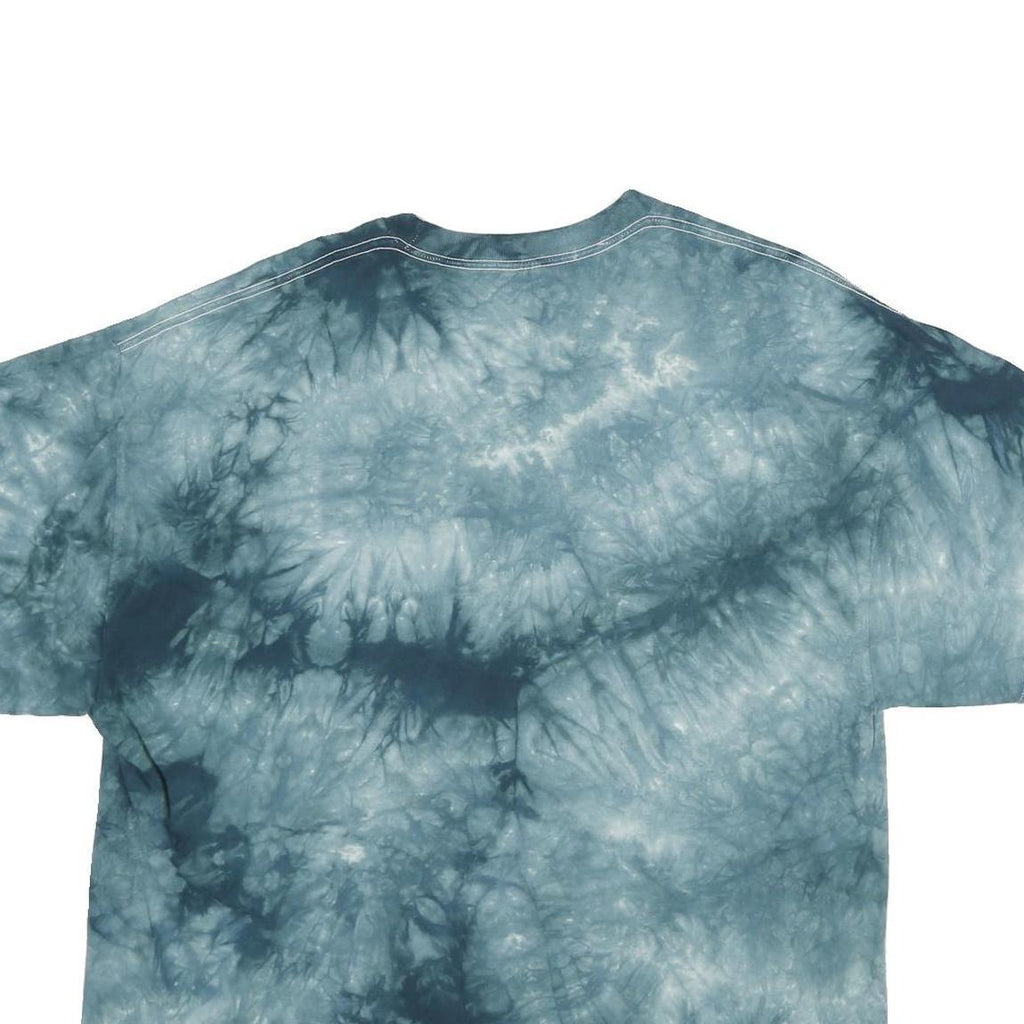 DELTA Mens Blue Tie Dye Tiger Graphic T-Shirt L Short Sleeve Crew Neck Cotton