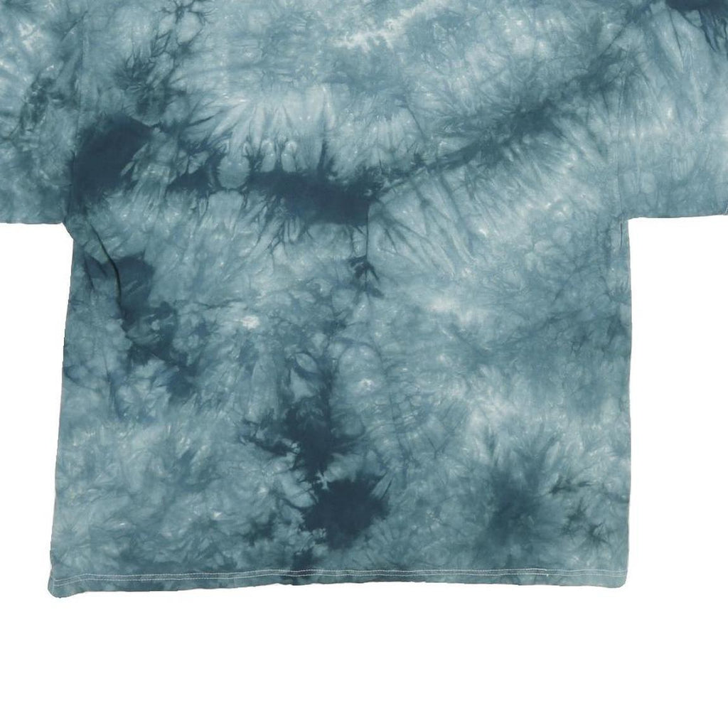 DELTA Mens Blue Tie Dye Tiger Graphic T-Shirt L Short Sleeve Crew Neck Cotton
