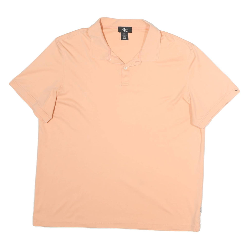 CALVIN KLEIN Mens Peach Short Sleeve Plain XL Cotton Polo Shirt Casual Wear