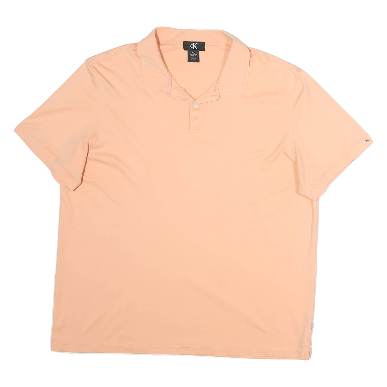 CALVIN KLEIN Mens Peach Short Sleeve Plain XL Cotton Polo Shirt Casual Wear