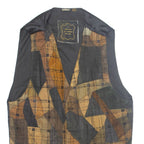 Womens Printed Waistcoat Brown V-Neck Sleeveless Crazy Pattern XL