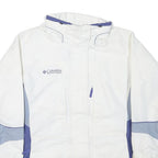 COLUMBIA Womens White & Light Blue Outdoor Jacket M Polyester Plain Zip Casual