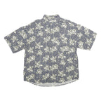 SUMMA Mens Blue Floral Print Silk Shirt XL Casual Summer Relaxed Fit