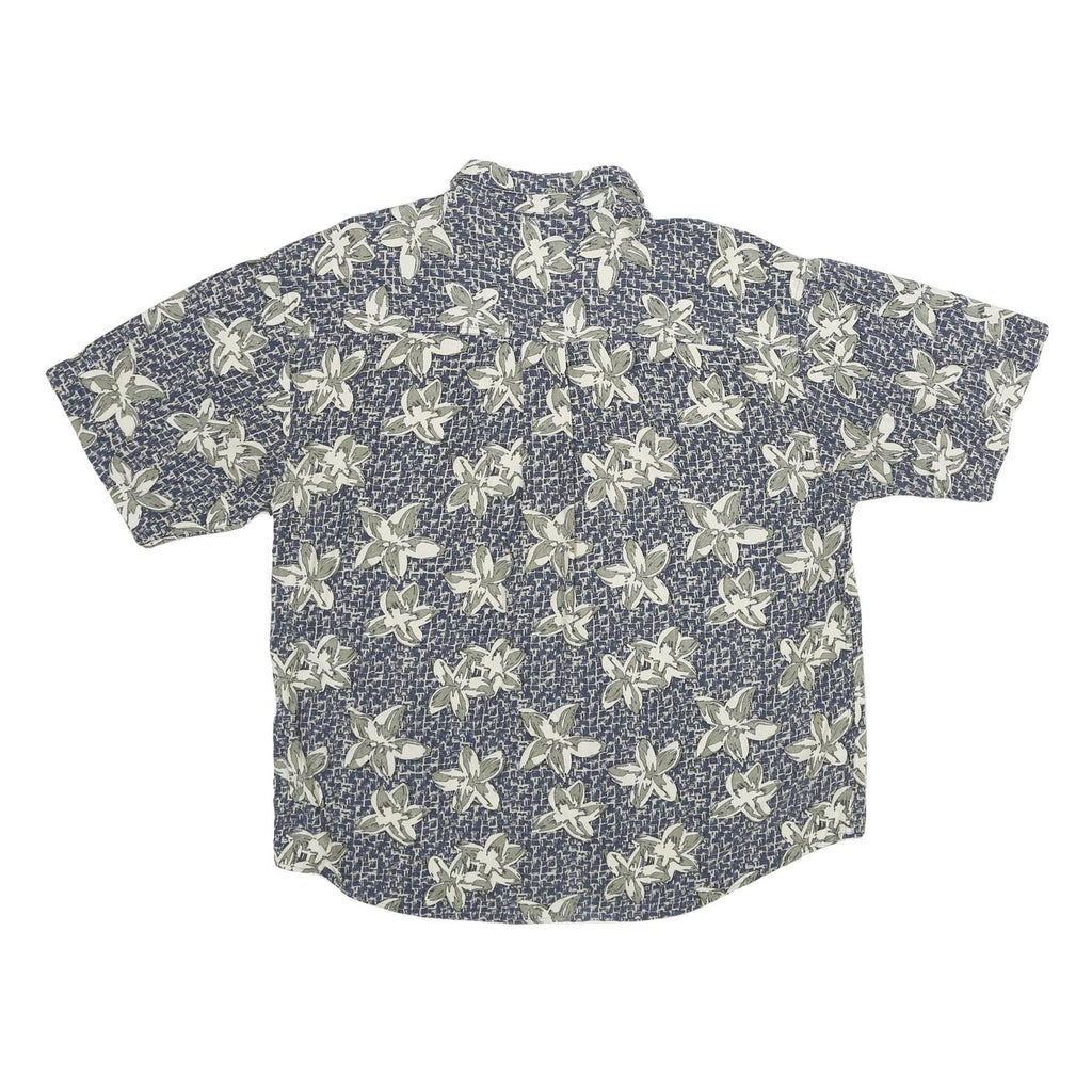 SUMMA Mens Blue Floral Print Silk Shirt XL Casual Summer Relaxed Fit