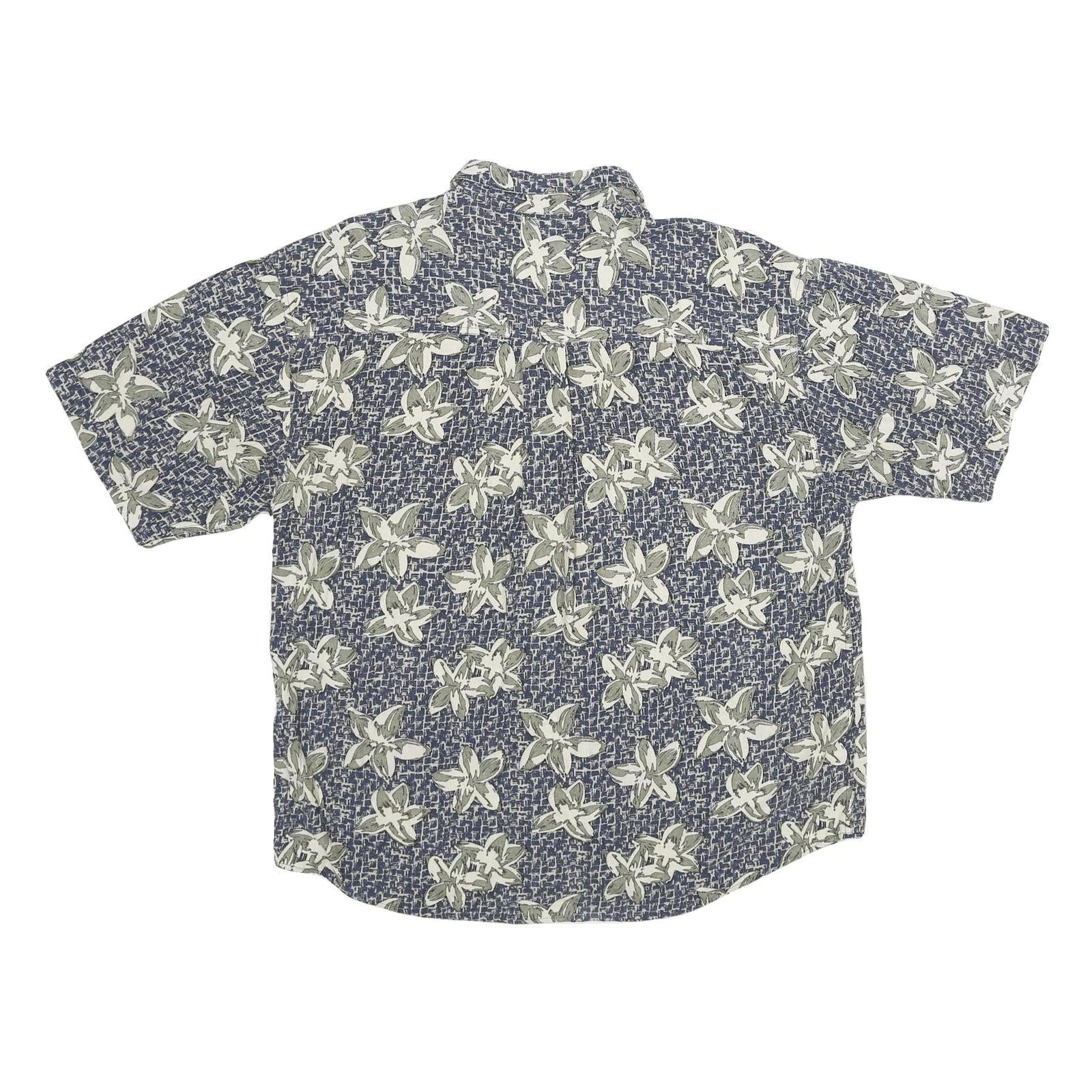 SUMMA Mens Blue Floral Print Silk Shirt XL Casual Summer Relaxed Fit