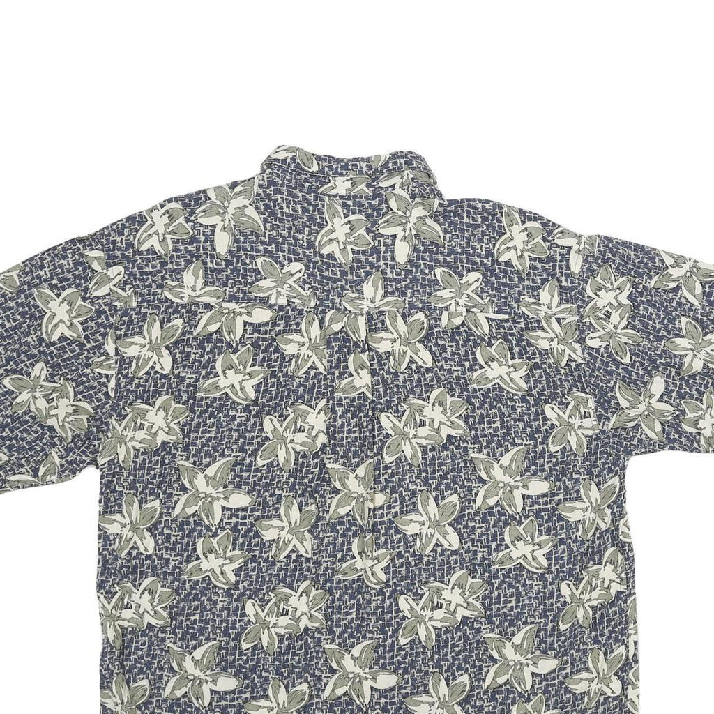 SUMMA Mens Blue Floral Print Silk Shirt XL Casual Summer Relaxed Fit