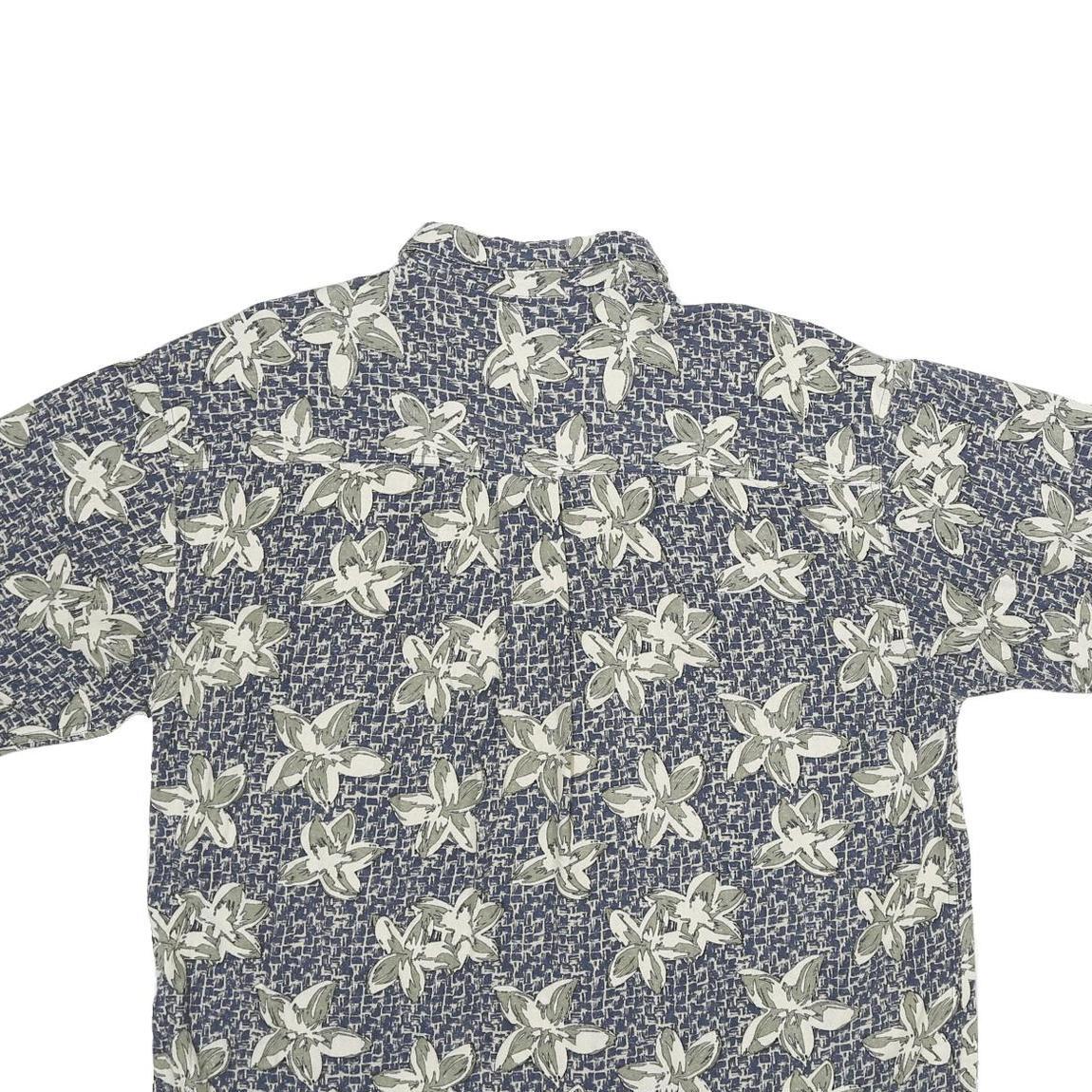 SUMMA Mens Blue Floral Print Silk Shirt XL Casual Summer Relaxed Fit