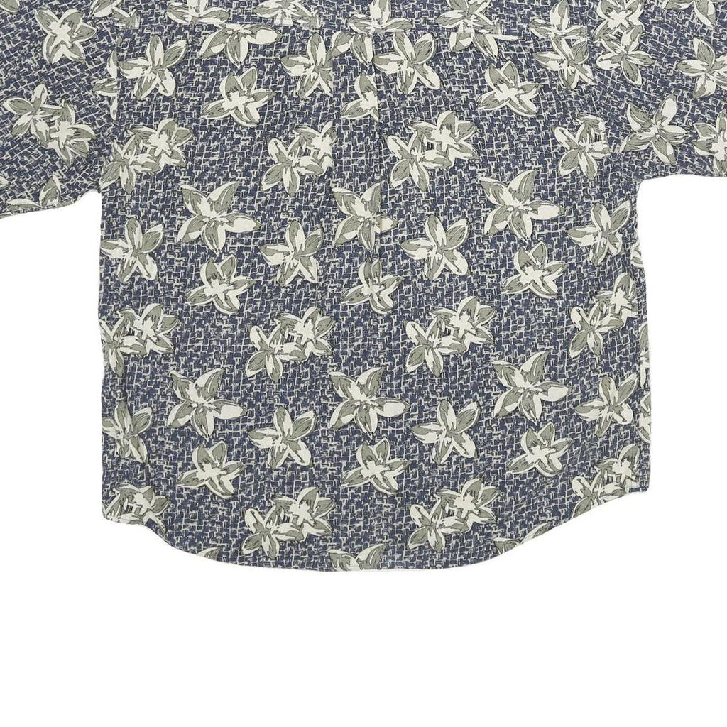 SUMMA Mens Blue Floral Print Silk Shirt XL Casual Summer Relaxed Fit