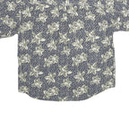 SUMMA Mens Blue Floral Print Silk Shirt XL Casual Summer Relaxed Fit