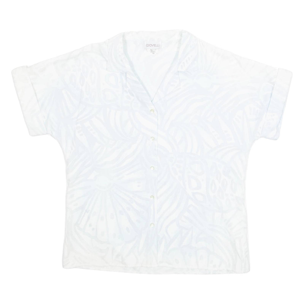 GIOVELLI Womens Printed Blouse Blue Collared Crazy Pattern M