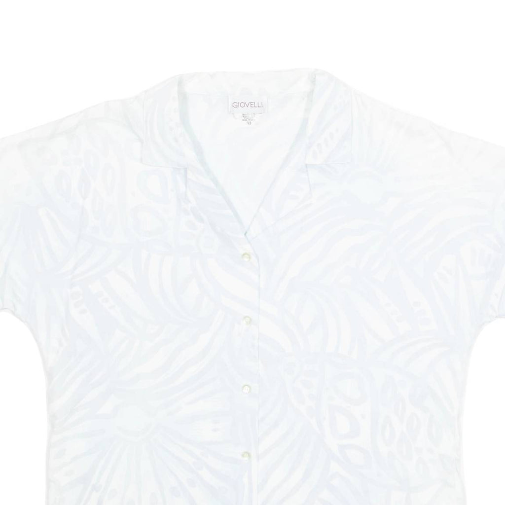 GIOVELLI Womens Printed Blouse Blue Collared Crazy Pattern M