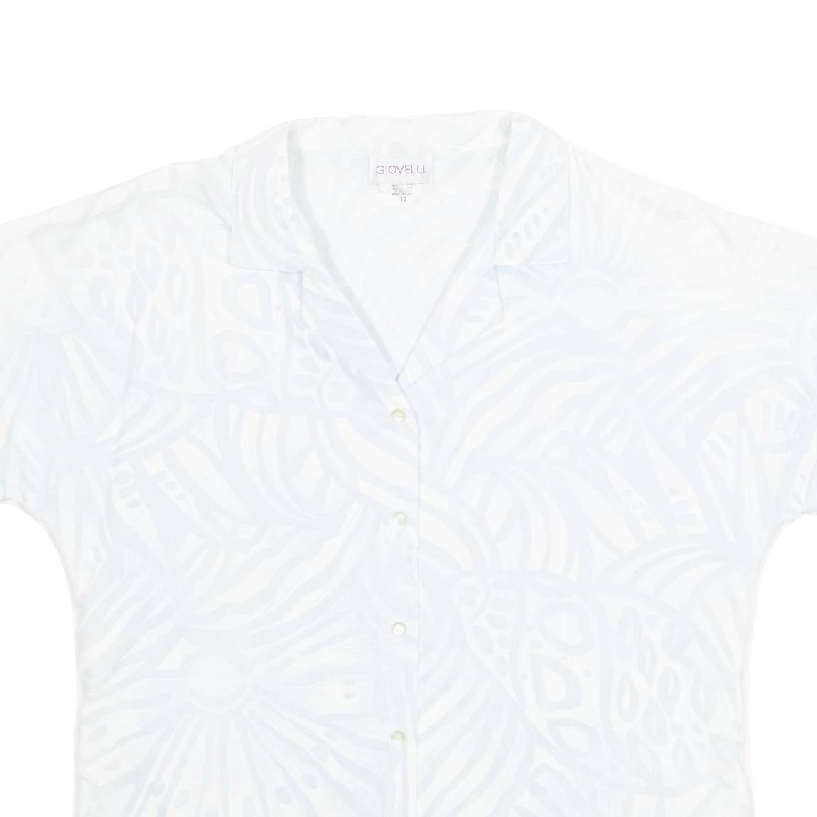 GIOVELLI Womens Printed Blouse Blue Collared Crazy Pattern M