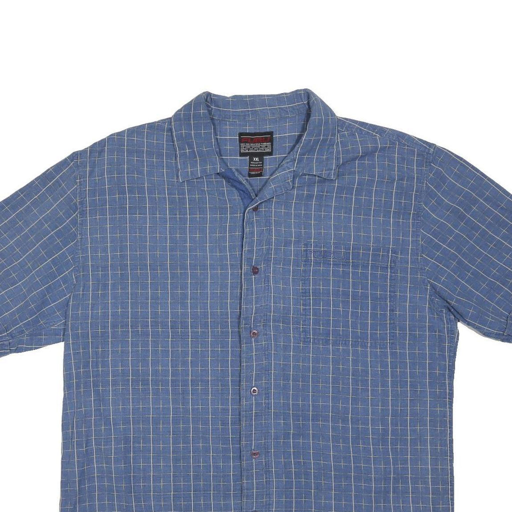 FUBU Mens Blue Checked Shirt 2XL Cotton Casual Summer Button Shirt