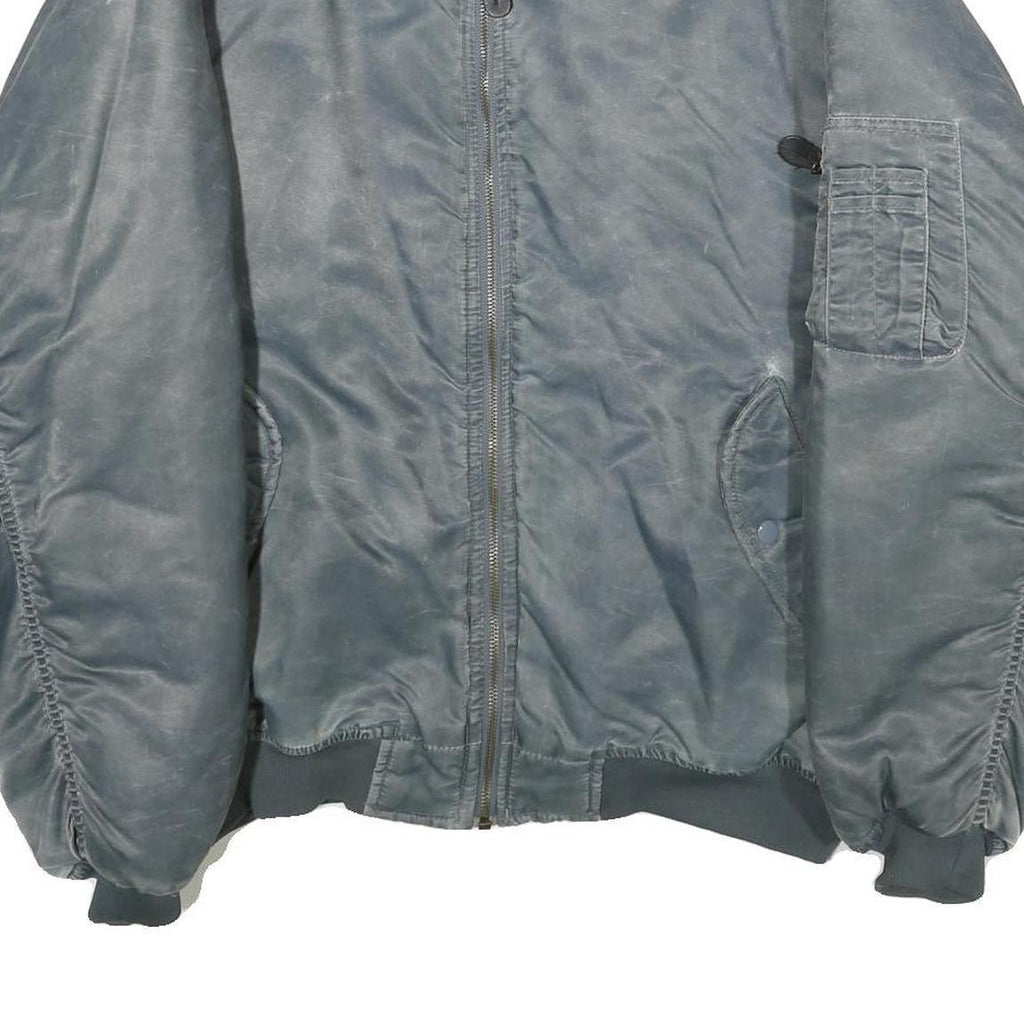 BARESI AIR FORCE Mens Blue & Yellow Reversible Bomber Jacket XL Nylon Plain Zip