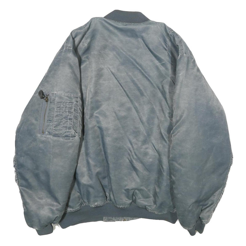 BARESI AIR FORCE Mens Blue & Yellow Reversible Bomber Jacket XL Nylon Plain Zip