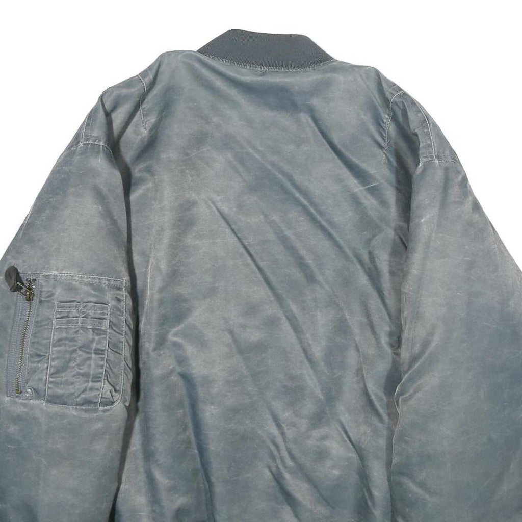 BARESI AIR FORCE Mens Blue & Yellow Reversible Bomber Jacket XL Nylon Plain Zip