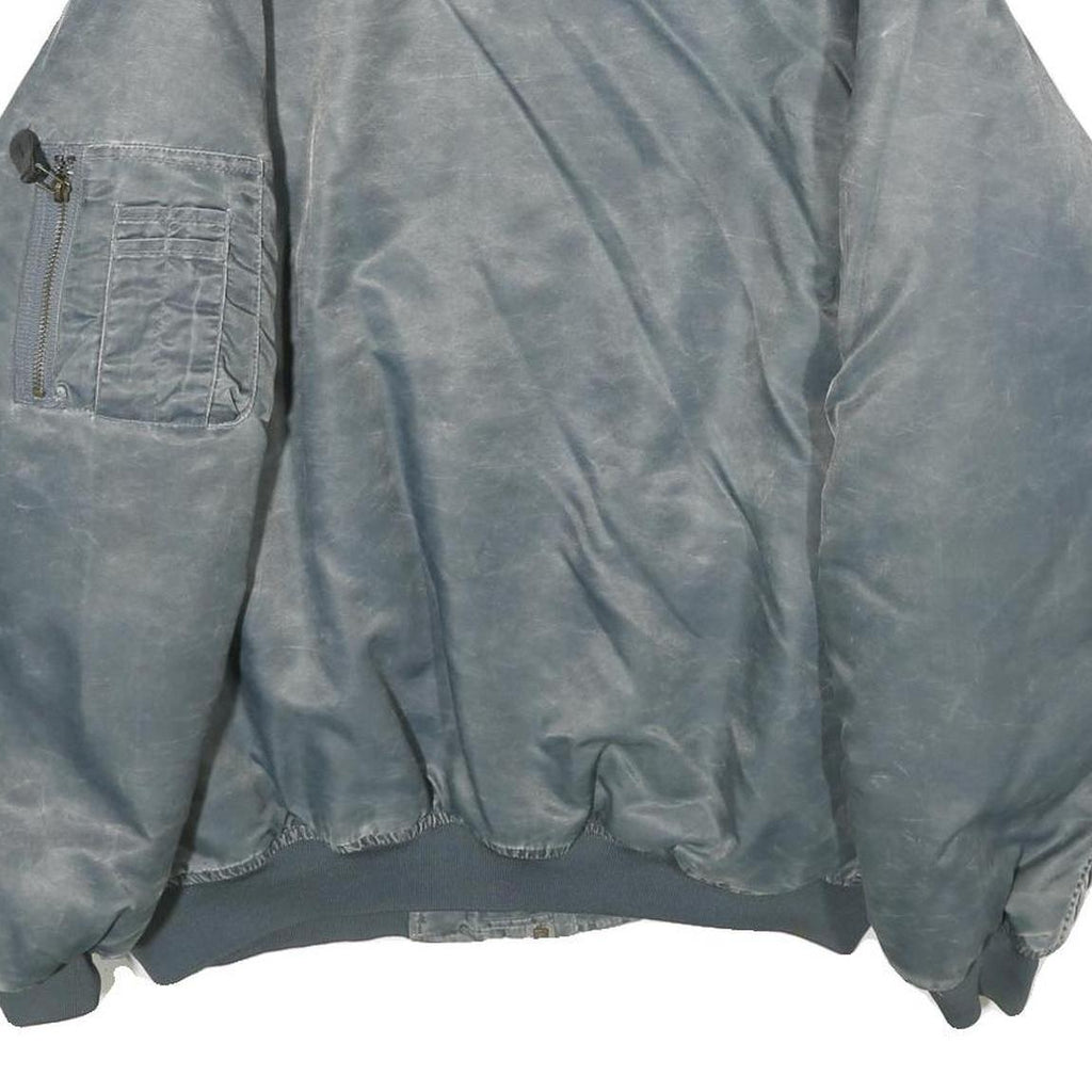 BARESI AIR FORCE Mens Blue & Yellow Reversible Bomber Jacket XL Nylon Plain Zip