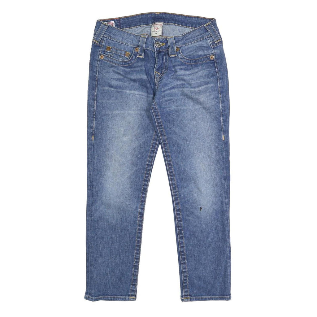 TRUE RELIGION Womens Slim Blue Denim Jeans W28 L25 Classic Zip Pocket Detail