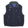 TOMMY HILFIGER Mens Navy Blue Fleece Gilet L Polyester Zip Pocketed Casual