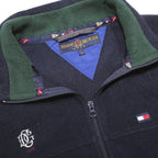 TOMMY HILFIGER Mens Navy Blue Fleece Gilet L Polyester Zip Pocketed Casual