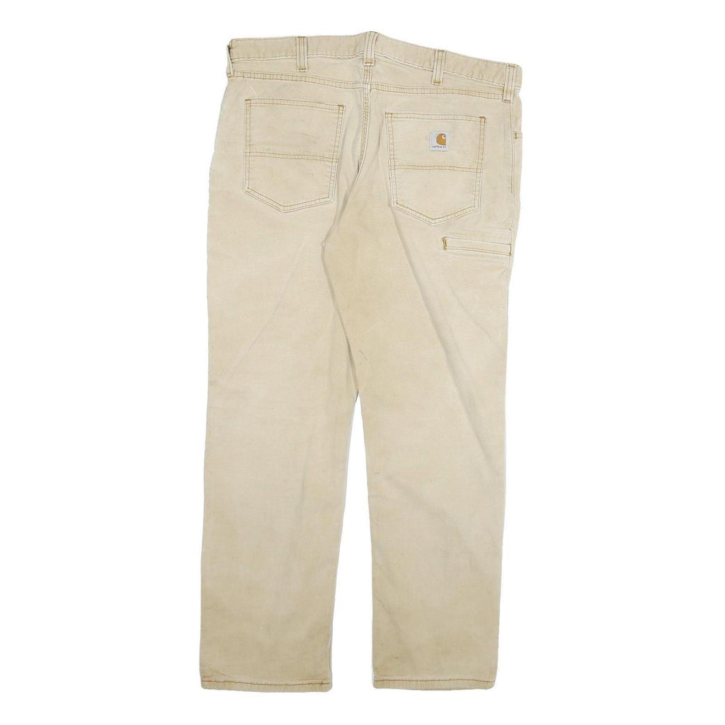 CARHARTT Mens Cotton Blend Beige Relaxed Fit Straight Leg Trousers W36 L30