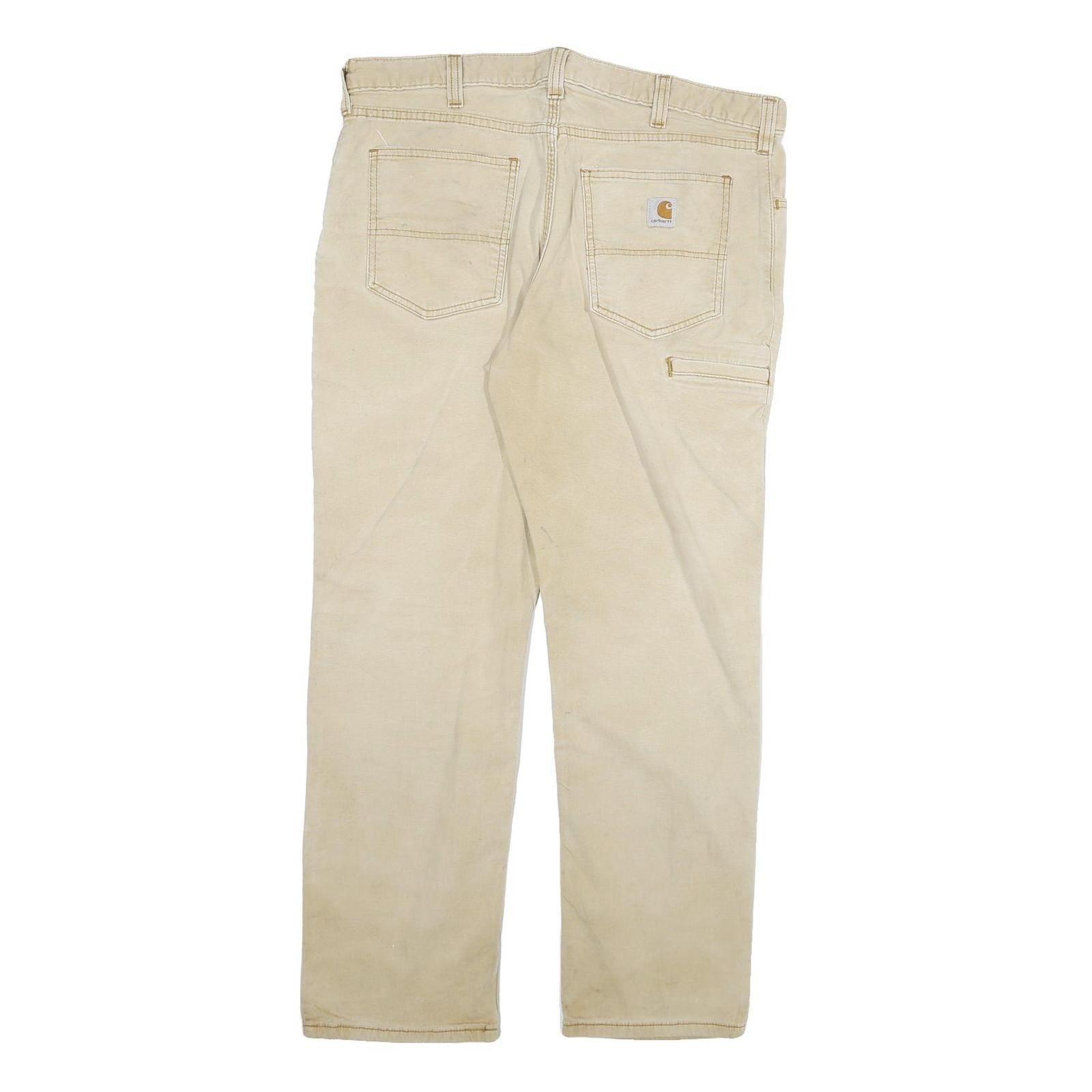 CARHARTT Mens Cotton Blend Beige Relaxed Fit Straight Leg Trousers W36 L30
