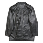 NEUENSCHWANDER Womens Black Leather Blazer Jacket L Button Closure Tailored