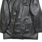 NEUENSCHWANDER Womens Black Leather Blazer Jacket L Button Closure Tailored