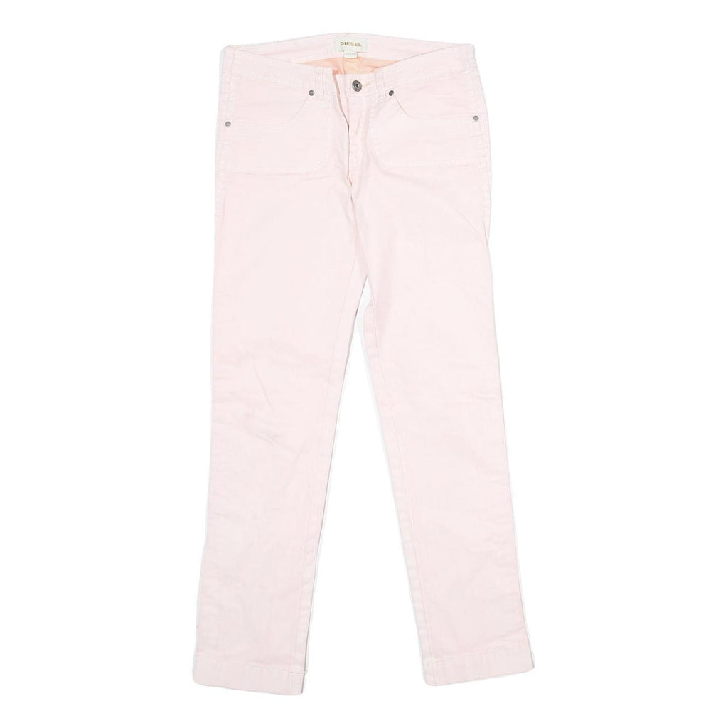 DIESEL Womens Cotton Blend Pink Regular Straight Trousers W27 L29 Stylish Zip