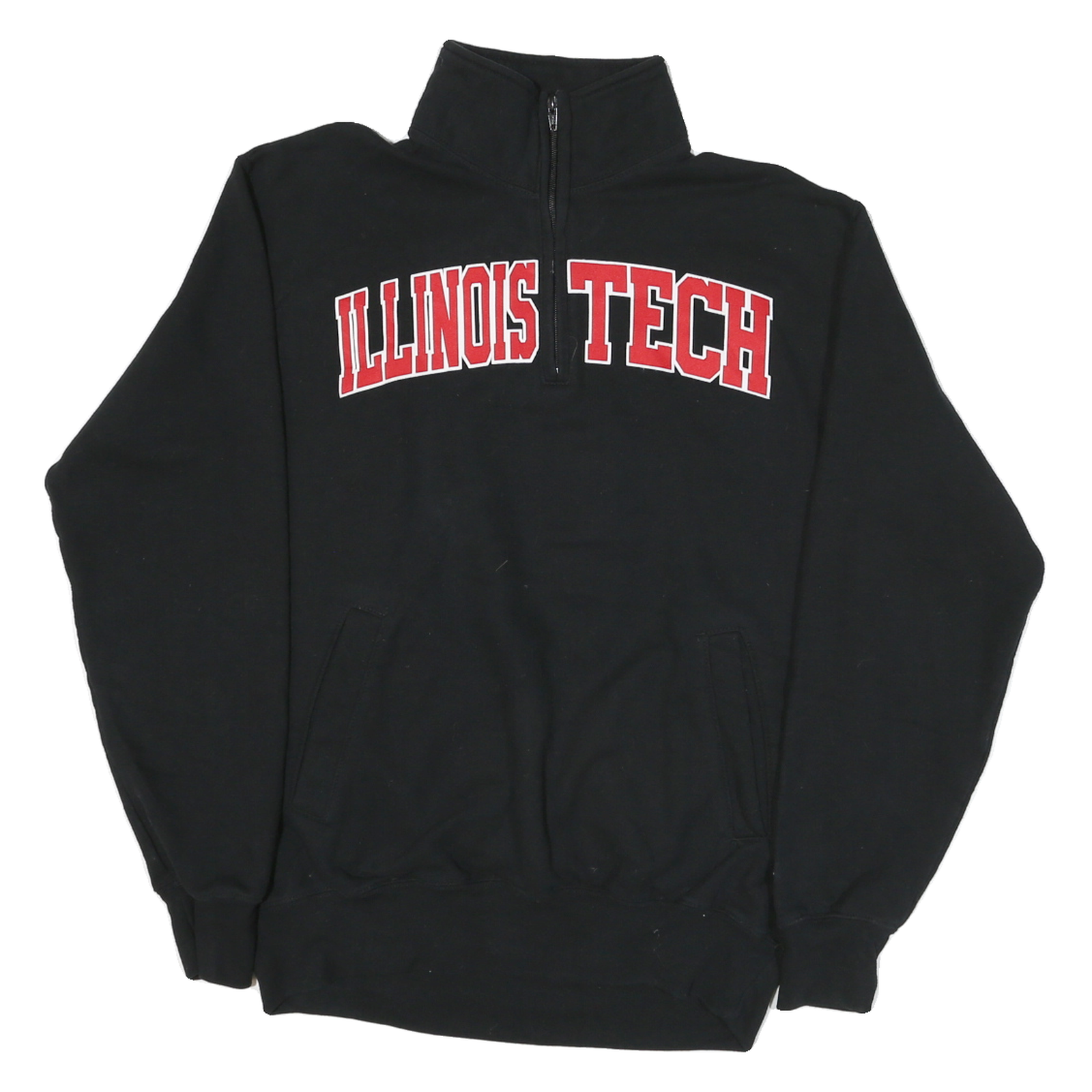 CHAMPION Mens Black Illinois Tech Half Zip M Sweatshirt Cotton Blend Pullover