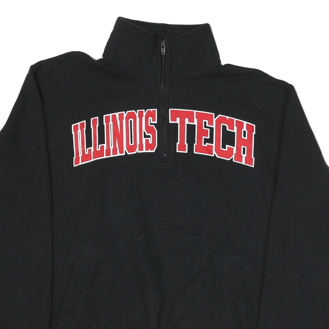 CHAMPION Mens Black Illinois Tech Half Zip M Sweatshirt Cotton Blend Pullover