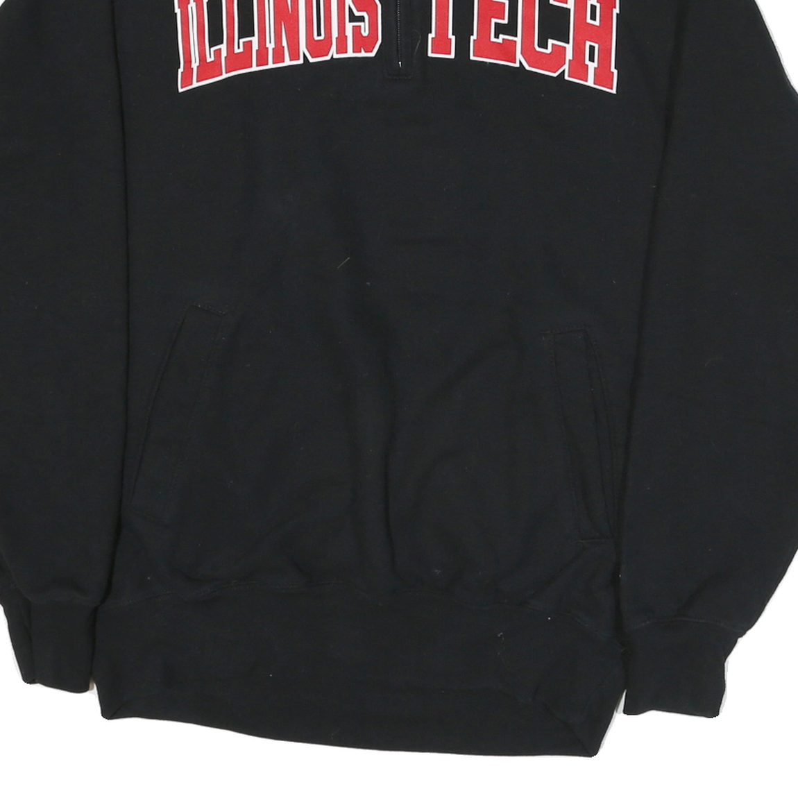 CHAMPION Mens Black Illinois Tech Half Zip M Sweatshirt Cotton Blend Pullover