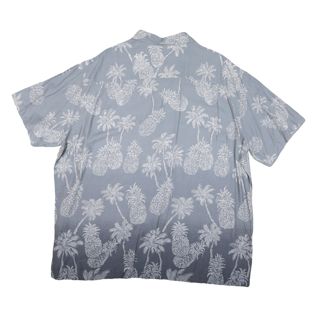 BATIK BAY Mens Blue Pattern Shirt 2XL Cotton Blend Tropical Pineapple Print