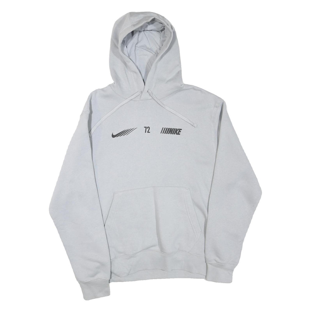 NIKE Mens White Pullover Hoodie M Cotton Blend Jersey Sports Logo 72 Print