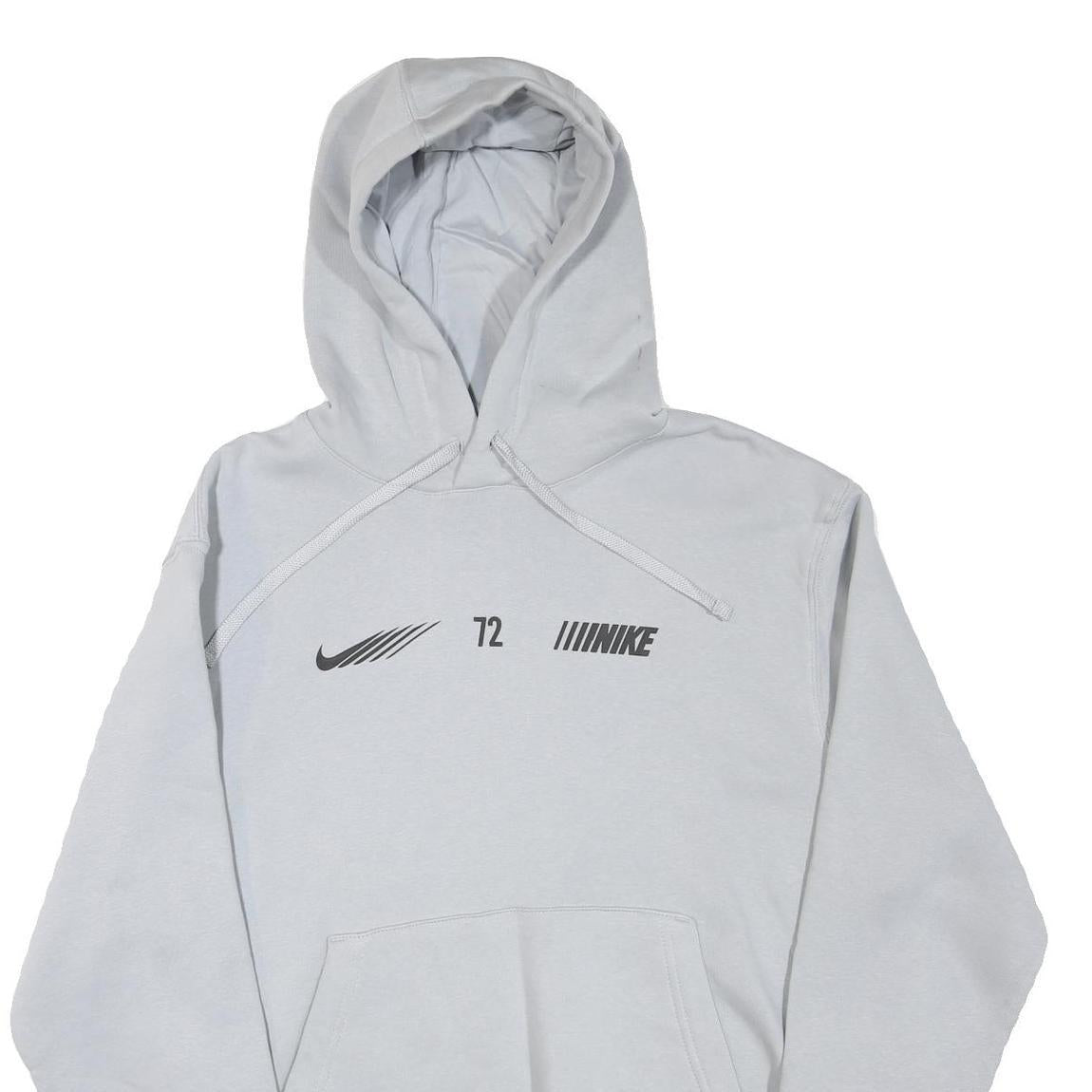 NIKE Mens White Pullover Hoodie M Cotton Blend Jersey Sports Logo 72 Print